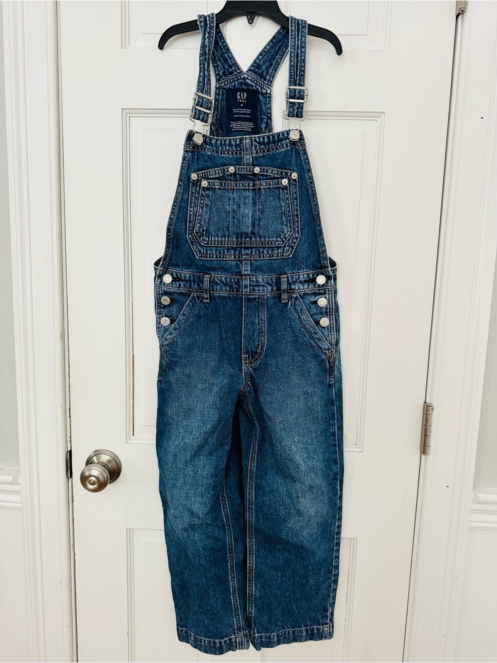Gap Kids Medium-Wash Denim Overall Straight-Leg Pants Sz M (8-9)